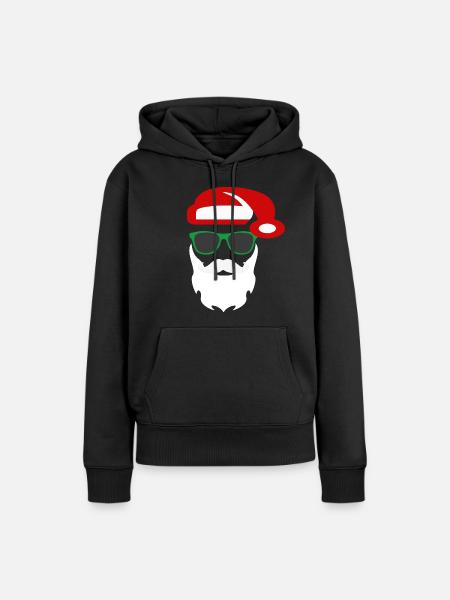 Trendiger Weihnachtsmann - Frauen Premium Bio Hoodie - Schwarz