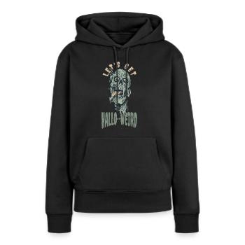 Halloween Zombie Spruch Let's Get Hallo Weird - Frauen Premium Bio Hoodie - Schwarz - Vorne - Julia (174cm)