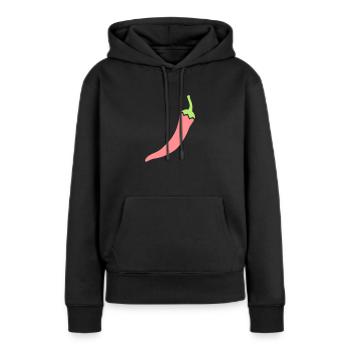 Épices piment - Sweat à capuche Premium bio Femme - noir - Devant - Julia (174cm)