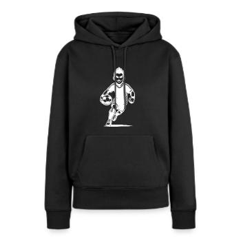 Dynamic soccer player with ball - Women’s Premium Organic Hoodie - black - Front - Julia (174cm)