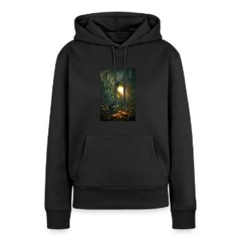 Plante futuriste - Sweat à capuche Premium bio Femme - noir - Devant - Julia (174cm)