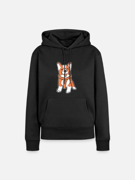 Corgi - Frauen Premium Bio Hoodie - Schwarz