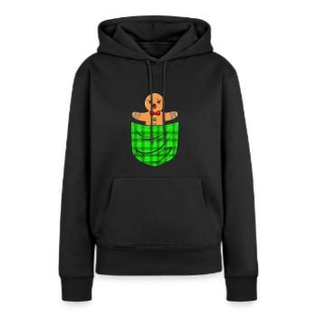 bonhomme en pain d’épice Coeur en pain d’épice Snacking en pain d’épice - Sweat à capuche Premium bio Femme - noir - Devant - Julia (174cm)