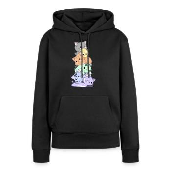 Regenbogen Katzen Haufen - Frauen Premium Bio Hoodie - Schwarz - Vorne - Julia (174cm)