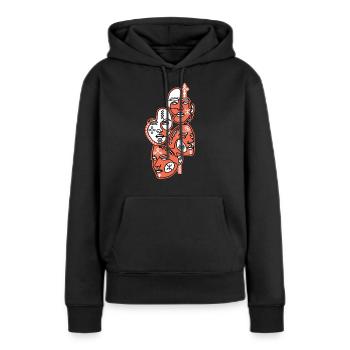 AMAZIGH TATTOO GESICHT UND MIT KABYLE SCHMUCK - Frauen Premium Bio Hoodie - Schwarz - Vorne - Julia (174cm)