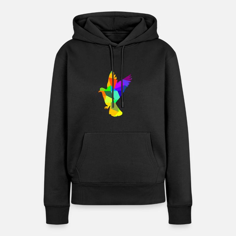 Taube Vogel Regenbogen Tiere Polygon - Frauen Premium Bio Hoodie - Schwarz
