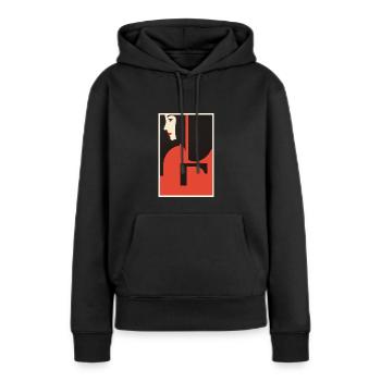Frau à la Saul Bass - Frauen Premium Bio Hoodie - Schwarz - Vorne - Julia (174cm)