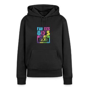 fan des 80s - Sweat à capuche Premium bio Femme - noir - Devant - Julia (174cm)