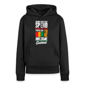 Guinée Guinée Guinée Drapeau Guinée Citation amusante - Sweat à capuche Premium bio Femme - noir - Devant - Julia (174cm)