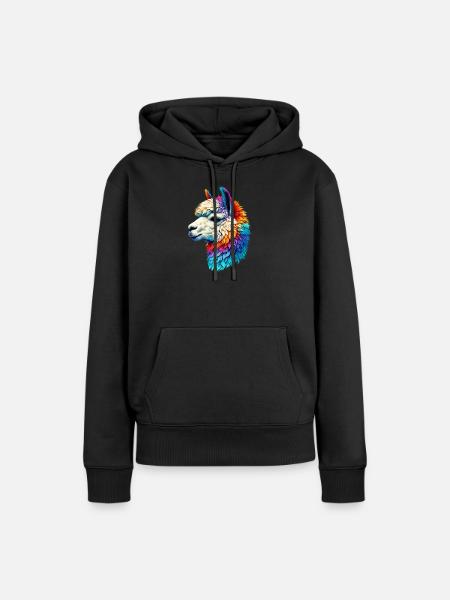 Alpaka - Frauen Premium Bio Hoodie - Schwarz