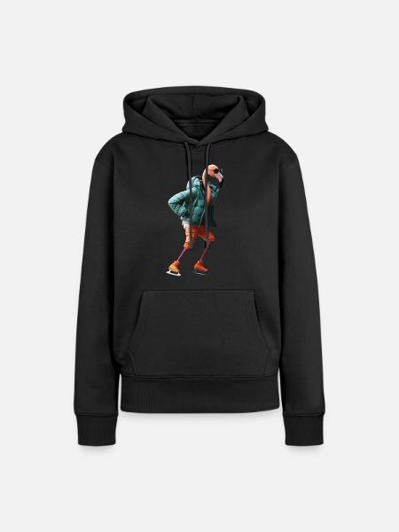 Flamingo - Frauen Premium Bio Hoodie - Schwarz