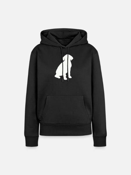 Sitzender Hund Silhouette - Frauen Premium Bio Hoodie - Schwarz