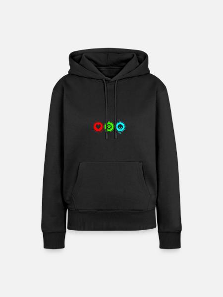 Love, Retro, Death | Druckfarbe frei wählbar! - Frauen Premium Bio Hoodie - Schwarz