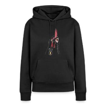 Der Hahn (weiß) - Frauen Premium Bio Hoodie - Schwarz - Vorne - Julia (174cm)