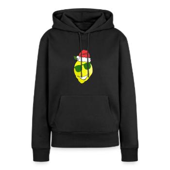 Bonne humeur Citron Noël - Sweat à capuche Premium bio Femme - noir - Devant - Julia (174cm)