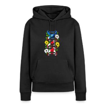 Chaîne d’ADN Boricua de Porto Rico - Sweat à capuche Premium bio Femme - noir - Devant - Julia (174cm)