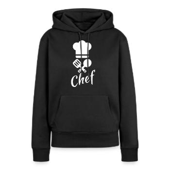 Chef cuisinier - Sweat à capuche Premium bio Femme - noir - Devant - Julia (174cm)