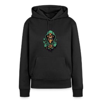 La mort dans le quartier - Sweat à capuche Premium bio Femme - noir - Devant - Julia (174cm)