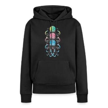 Oktopus - Frauen Premium Bio Hoodie - Schwarz - Vorne - Julia (174cm)