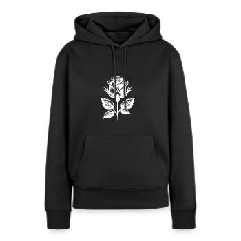 Blütenpracht dekoratives stilvolles Rosenmotiv - Frauen Premium Bio Hoodie - Schwarz - Vorne - Julia (174cm)