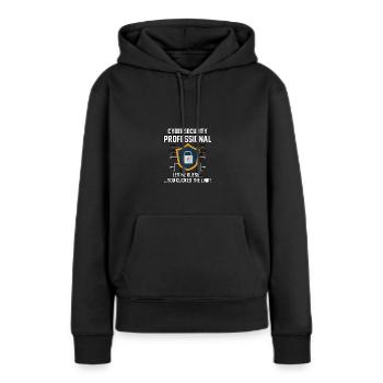 Professionnel de la cybersécurité sur lequel vous avez cliqué Lien - Sweat à capuche Premium bio Femme - noir - Devant - Julia (174cm)