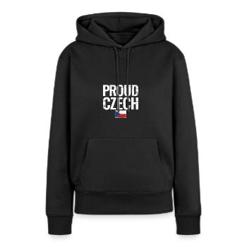 Fier République tchèque Drapeau tchèque tchèque - Sweat à capuche Premium bio Femme - noir - Devant - Julia (174cm)