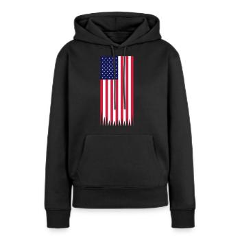 usa used vertical - Sweat à capuche Premium bio Femme - noir - Devant - Julia (174cm)