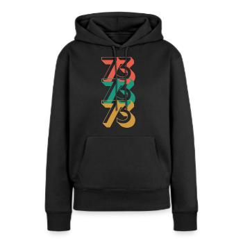 Ton année de naissance 1973 T-shirt - Sweat à capuche Premium bio Femme - noir - Devant - Julia (174cm)