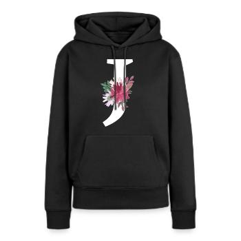 Buchstabe j blumig - Frauen Premium Bio Hoodie - Schwarz - Vorne - Julia (174cm)