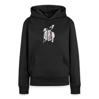 et cœur - Sweat à capuche Premium bio Femme - noir - Devant - Julia (174cm)