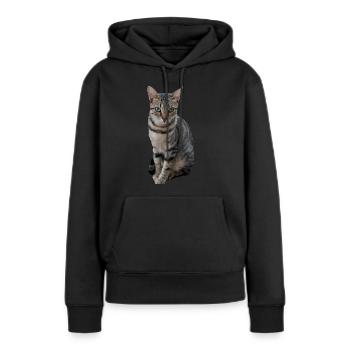 Chat chat chaton doux - Sweat à capuche Premium bio Femme - noir - Devant - Julia (174cm)