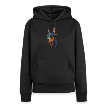 Dobermann Hundekopf - Frauen Premium Bio Hoodie - Schwarz - Vorne - Julia (174cm)