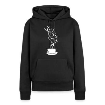 Ein Gesicht und eine Tasse Kaffee - Frauen Premium Bio Hoodie - Schwarz - Vorne - Julia (174cm)