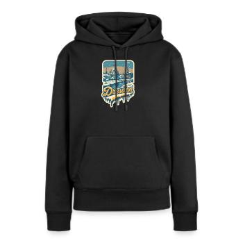 Dresde hivernale – Vieille ville sous la neige - Sweat à capuche Premium bio Femme - noir - Devant - Julia (174cm)