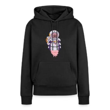 Petit ours en combinaison - Sweat à capuche Premium bio Femme - noir - Devant - Julia (174cm)