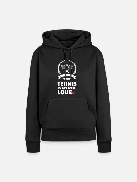 Ich Liebe Tennis - Frauen Premium Bio Hoodie - Schwarz