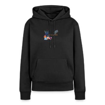 la vie est belle - Sweat à capuche Premium bio Femme - noir - Devant - Julia (174cm)
