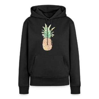 Ananas Mosaik - Frauen Premium Bio Hoodie - Schwarz - Vorne - Julia (174cm)