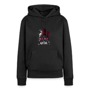Qatar - Sweat à capuche Premium bio Femme - noir - Devant - Julia (174cm)