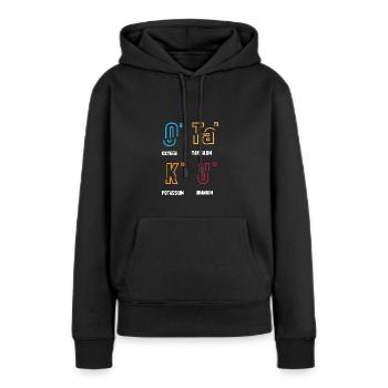 Tableau périodique - Sweat à capuche Premium bio Femme - noir - Devant - Julia (174cm)