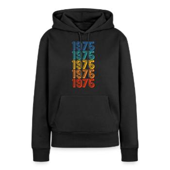 millésime 1975 année arc-en-ciel - Sweat à capuche Premium bio Femme - noir - Devant - Julia (174cm)
