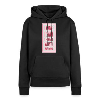 Je suis venu voir oublier - Sweat à capuche Premium bio Femme - noir - Devant - Julia (174cm)