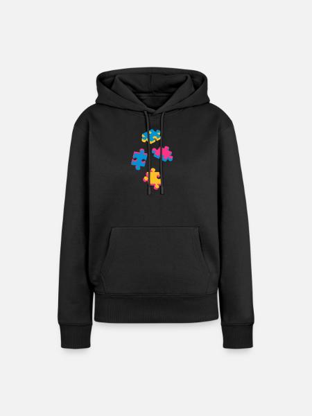 vier Puzzleteile - Frauen Premium Bio Hoodie - Schwarz