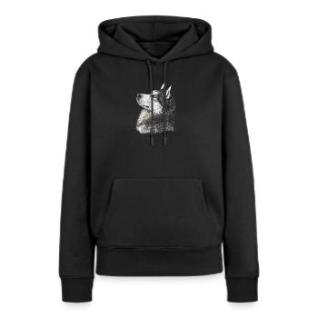 Husky - Frauen Premium Bio Hoodie - Schwarz - Vorne - Julia (174cm)