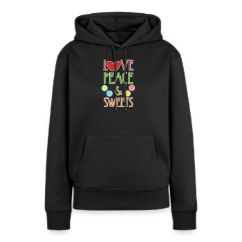 Cool Statement Dessert sucré - Sweat à capuche Premium bio Femme - noir - Devant - Julia (174cm)