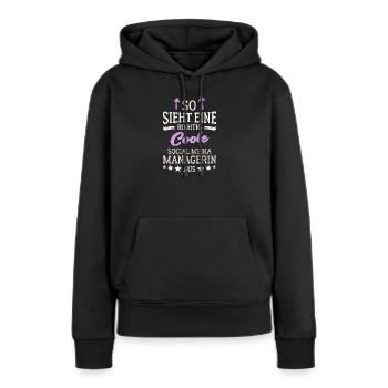 So sieht eine coole Social Media Managerin aus - Frauen Premium Bio Hoodie - Schwarz - Vorne - Julia (174cm)