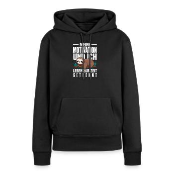 Ma motivation et moi - Paresseux séparé - Sweat à capuche Premium bio Femme - noir - Devant - Julia (174cm)