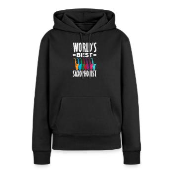 Saxofon - Frauen Premium Bio Hoodie - Schwarz - Vorne - Julia (174cm)
