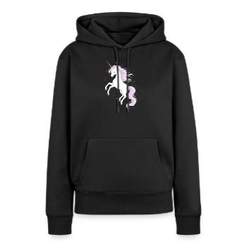 Illustration de licorne magique - Sweat à capuche Premium bio Femme - noir - Devant - Julia (174cm)