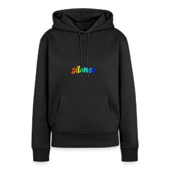 Silence - Sweat à capuche Premium bio Femme - noir - Devant - Julia (174cm)
